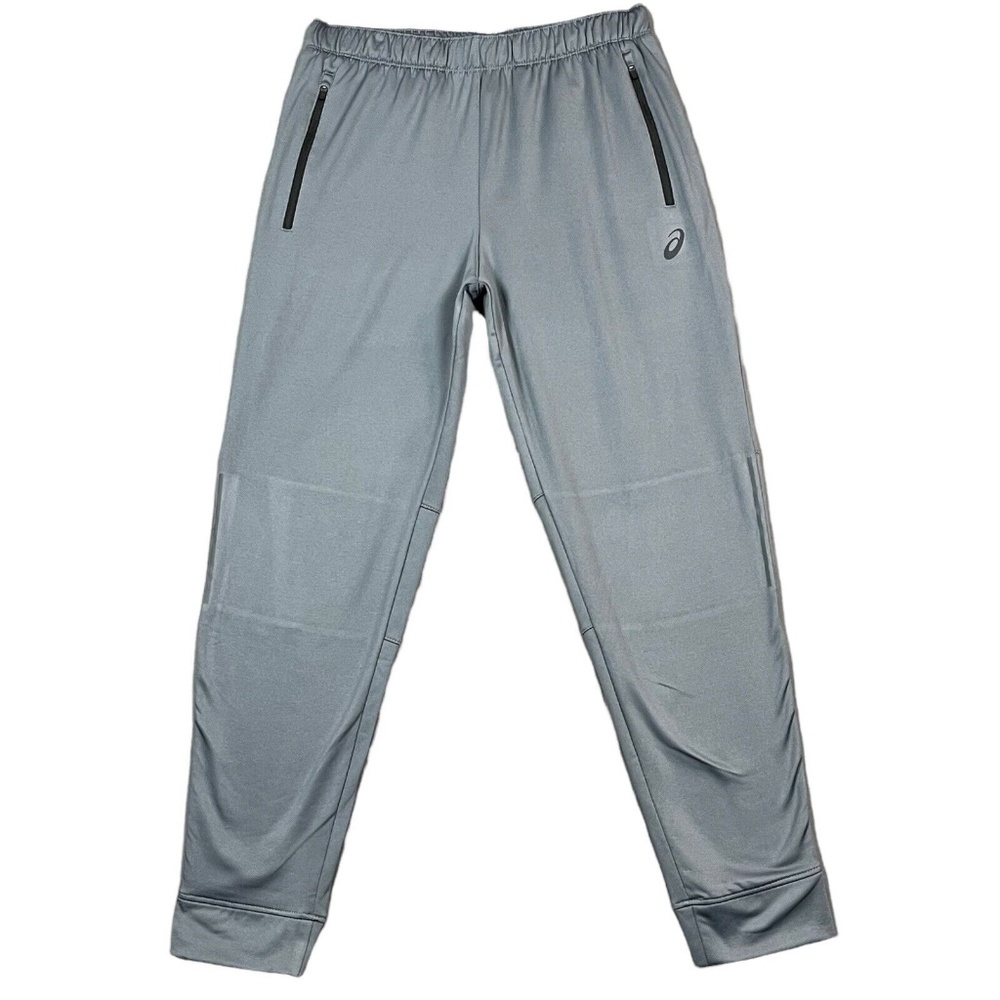 Asics Mens Knit‎ Jogger Pants XL(37in) Gray Reflective Accents Zip hand Pockets